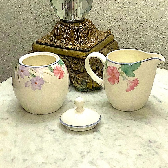 MIKASA SPRING LEGACY CREAMER & SUGAR BOWL & LID SET VINTAGE - Picture 3 of 11